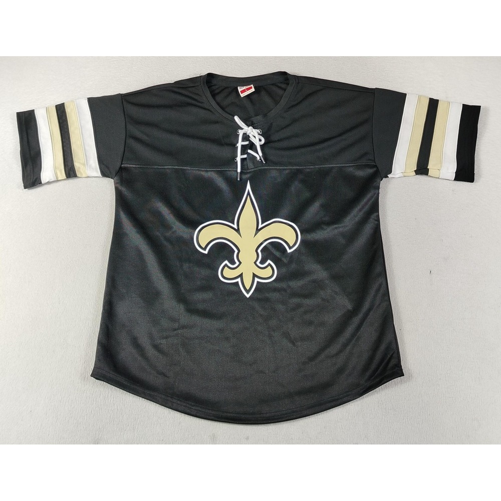New Orleans Saints Womens Jersey Large Black NFL Football Ultra Game Lace Up